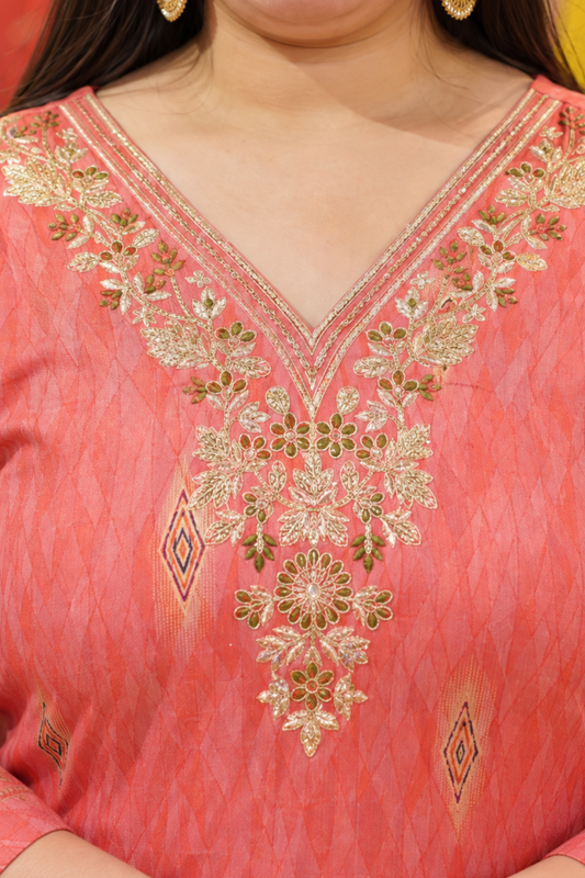 Gulaabi Dhun Muslin Suit Set