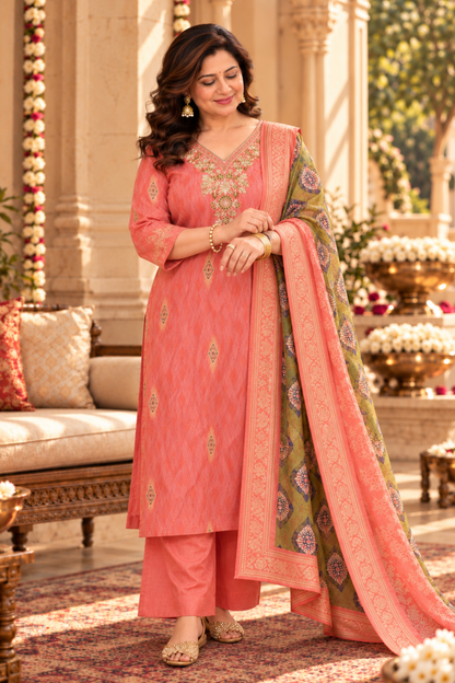 Gulaabi Dhun Muslin Suit Set