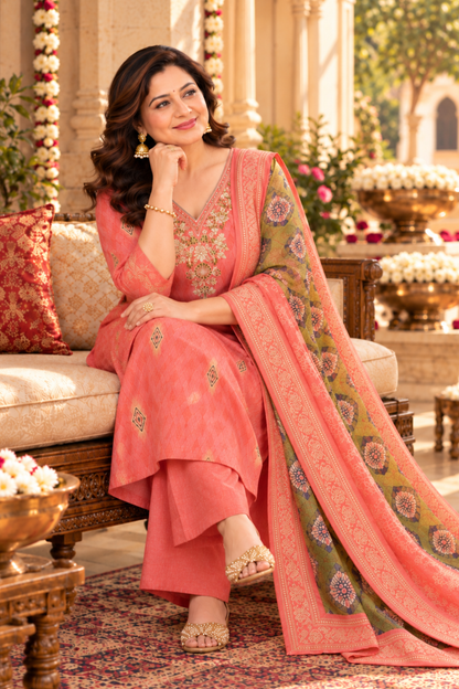 Gulaabi Dhun Muslin Suit Set