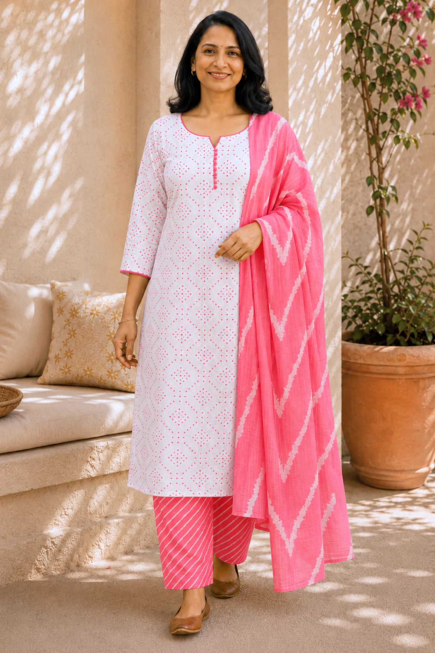Gulaabi Leher Cotton Suit Set
