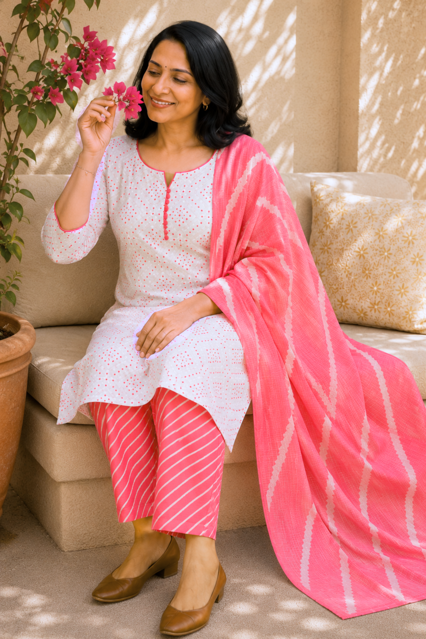 Gulaabi Leher Cotton Suit Set
