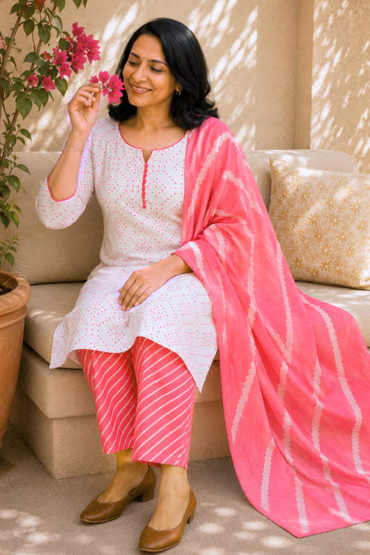 Gulaabi Leher Cotton Suit Set
