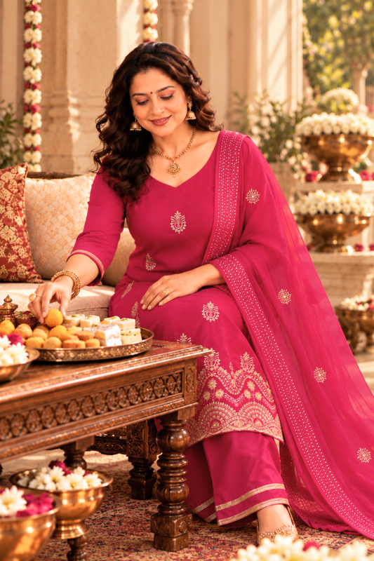 Gulaabi Adaa Embroidered Fancy Suit