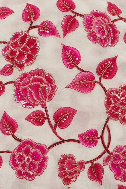Zoya Pink Silk Skirt Suit with Pearl Work