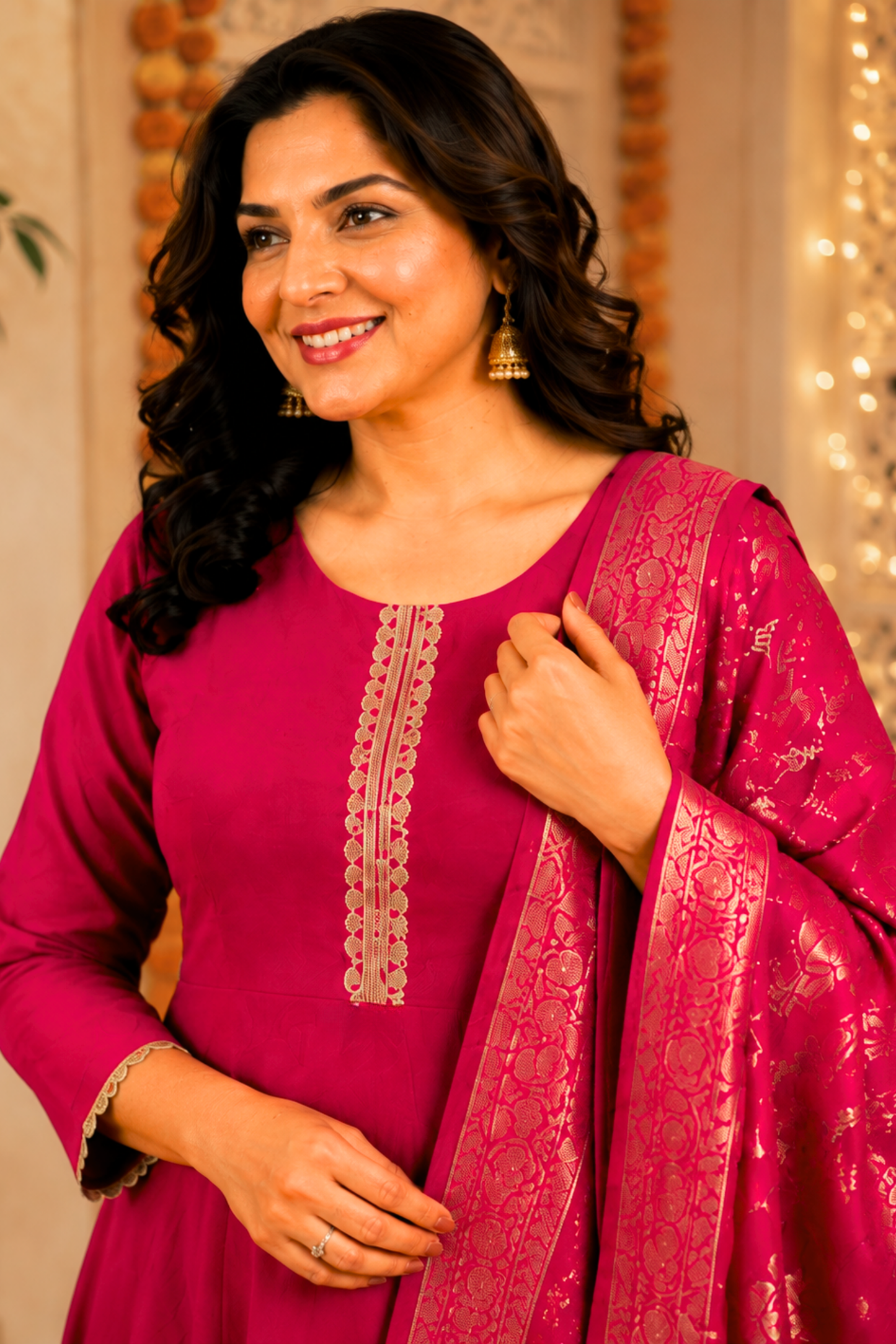 Gulabi Noor Silk Anarkali Set