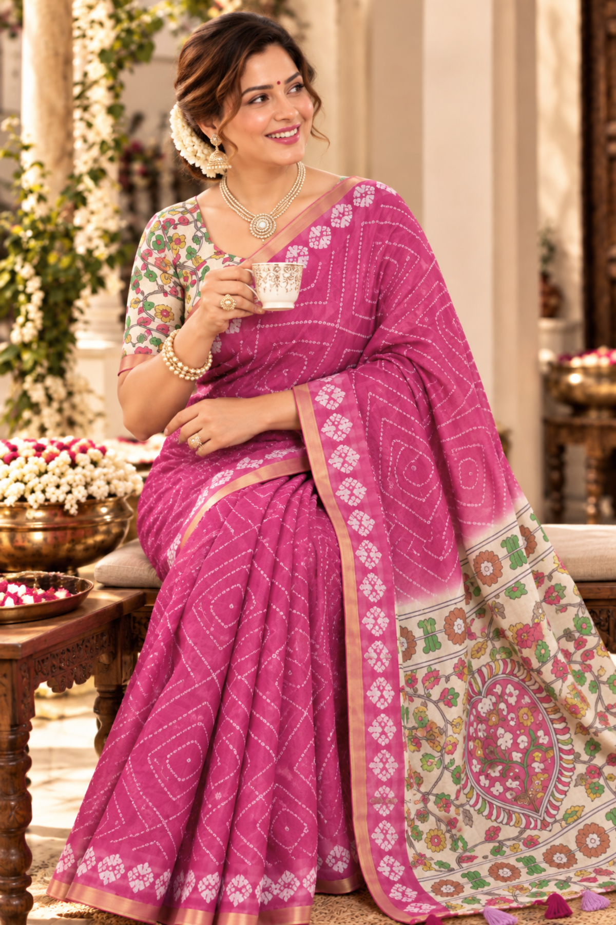 Mrinal Printed Saree With 1.5 Mtr Blouse Piece