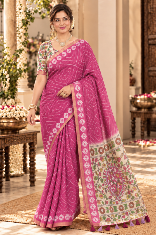Mrinal Printed Saree With 1.5 Mtr Blouse Piece