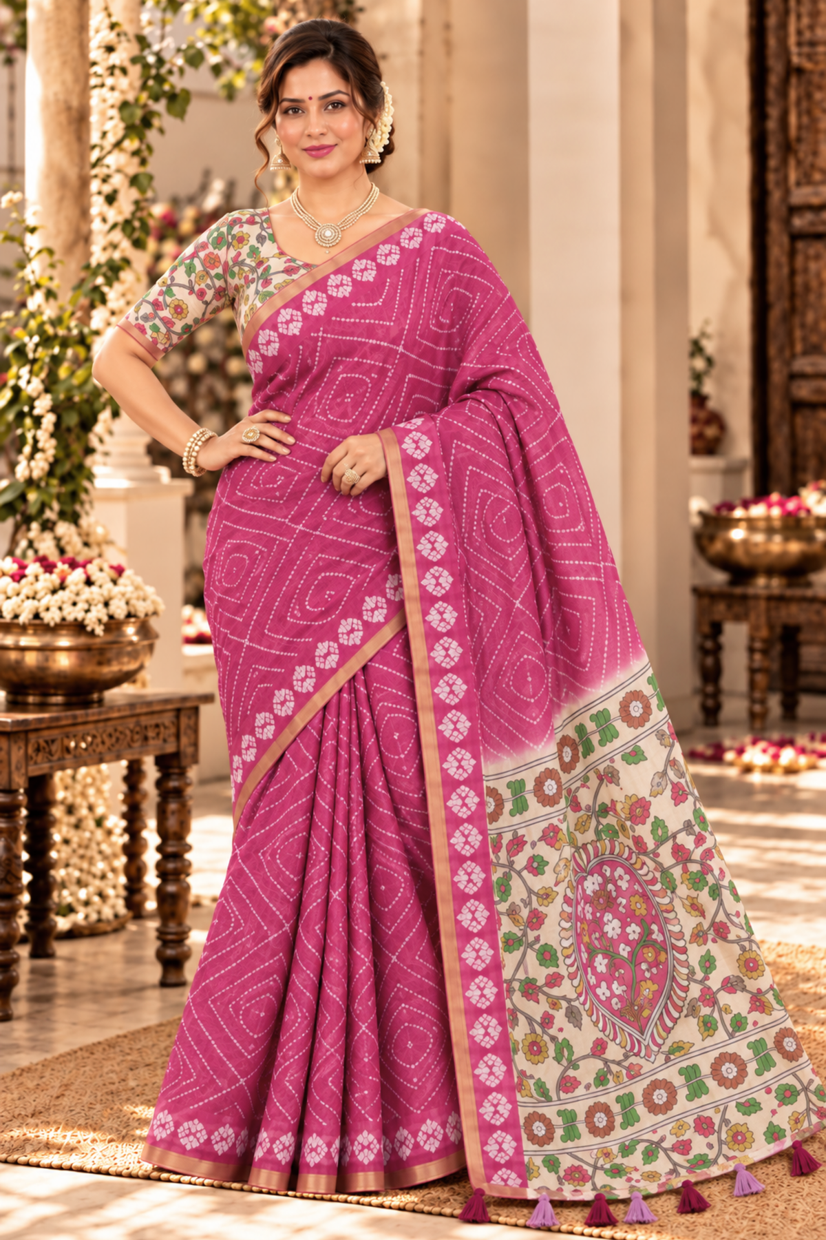 Mrinal Printed Saree With 1.5 Mtr Blouse Piece
