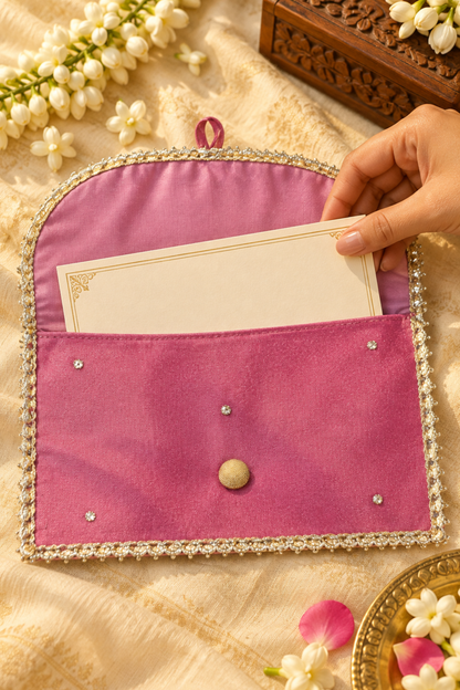 Gulabi Sunehri Handcrafted Shagun Envelope