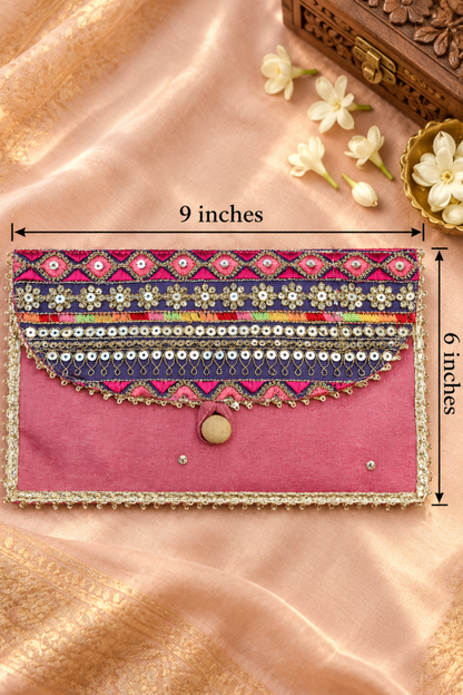 Gulabi Sunehri Handcrafted Shagun Envelope
