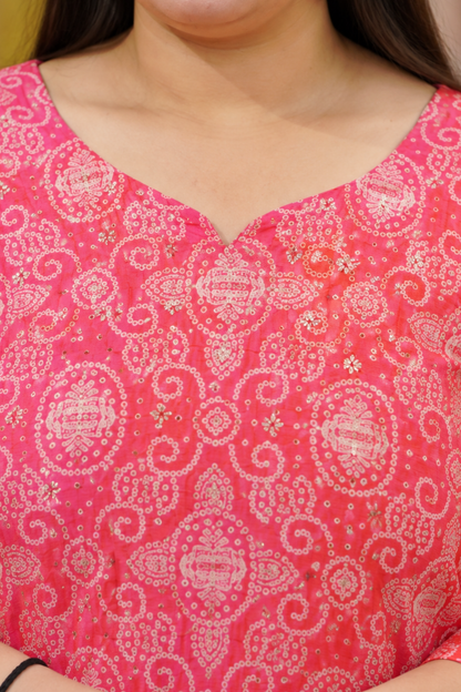 Gulabi Phagun Bandhej Suit Set