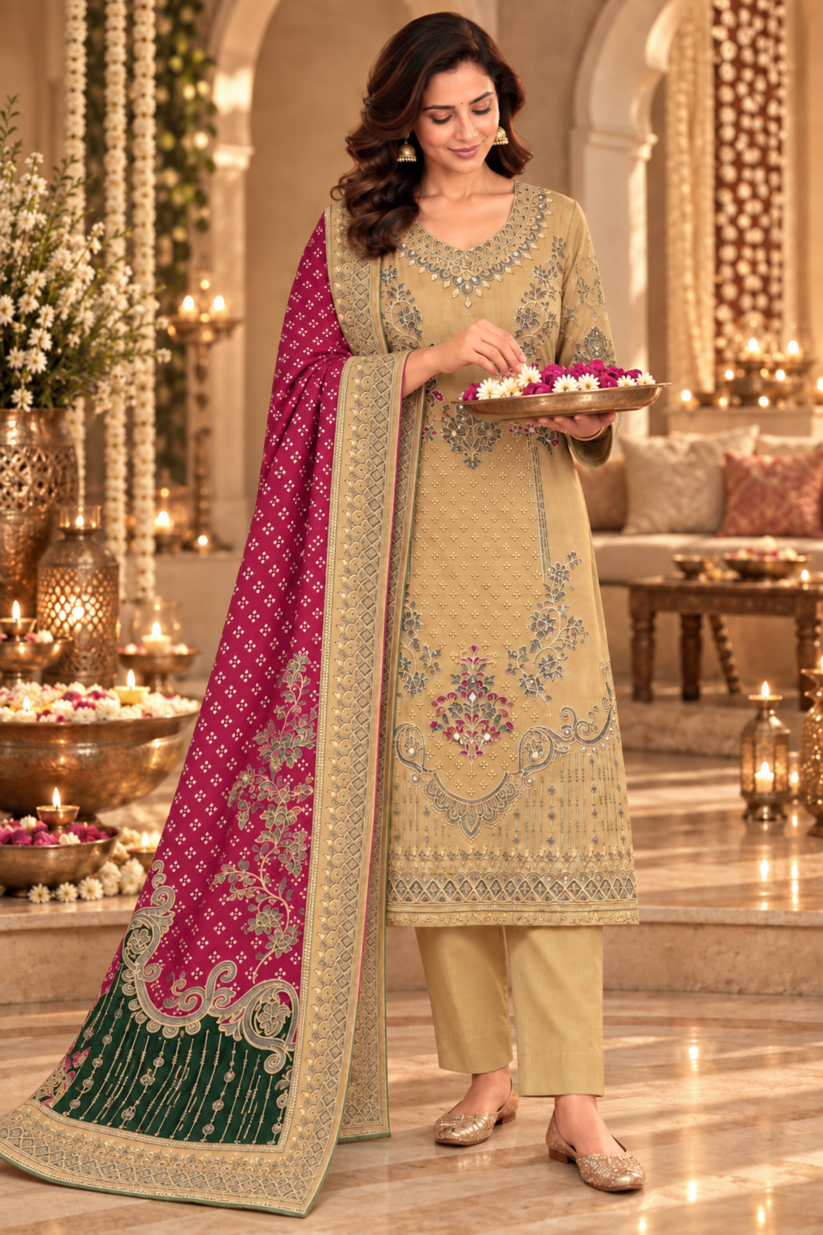 Gulbano Karachi Muslin Suit with Aari Work