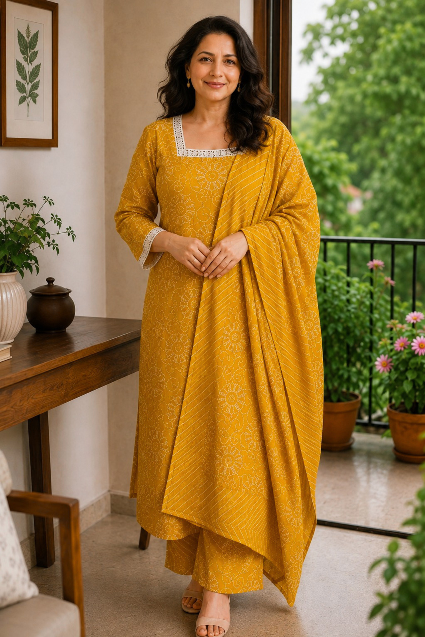 Gulnaar Bandhani Printed Cotton Suit Set