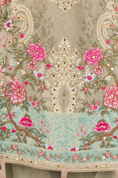 Gulnaar Karachi Muslin Suit With Aari Work