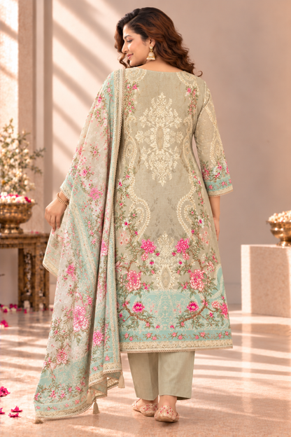 Gulnaar Karachi Muslin Suit With Aari Work