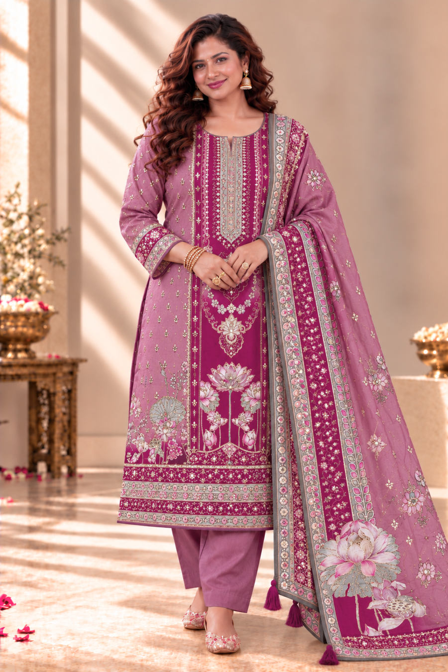 Afsana Karachi Muslin Suit With Aari Work