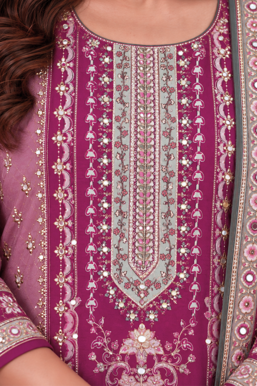 Afsana Karachi Muslin Suit With Aari Work