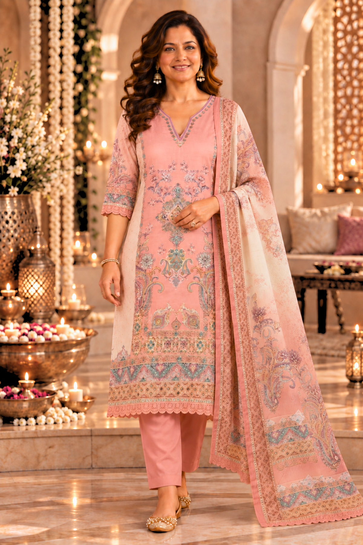 Gulrukh Karachi Muslin Suit with Mirror Work