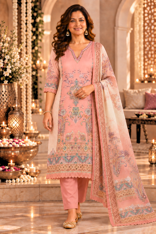 Gulrukh Karachi Muslin Suit with Mirror Work