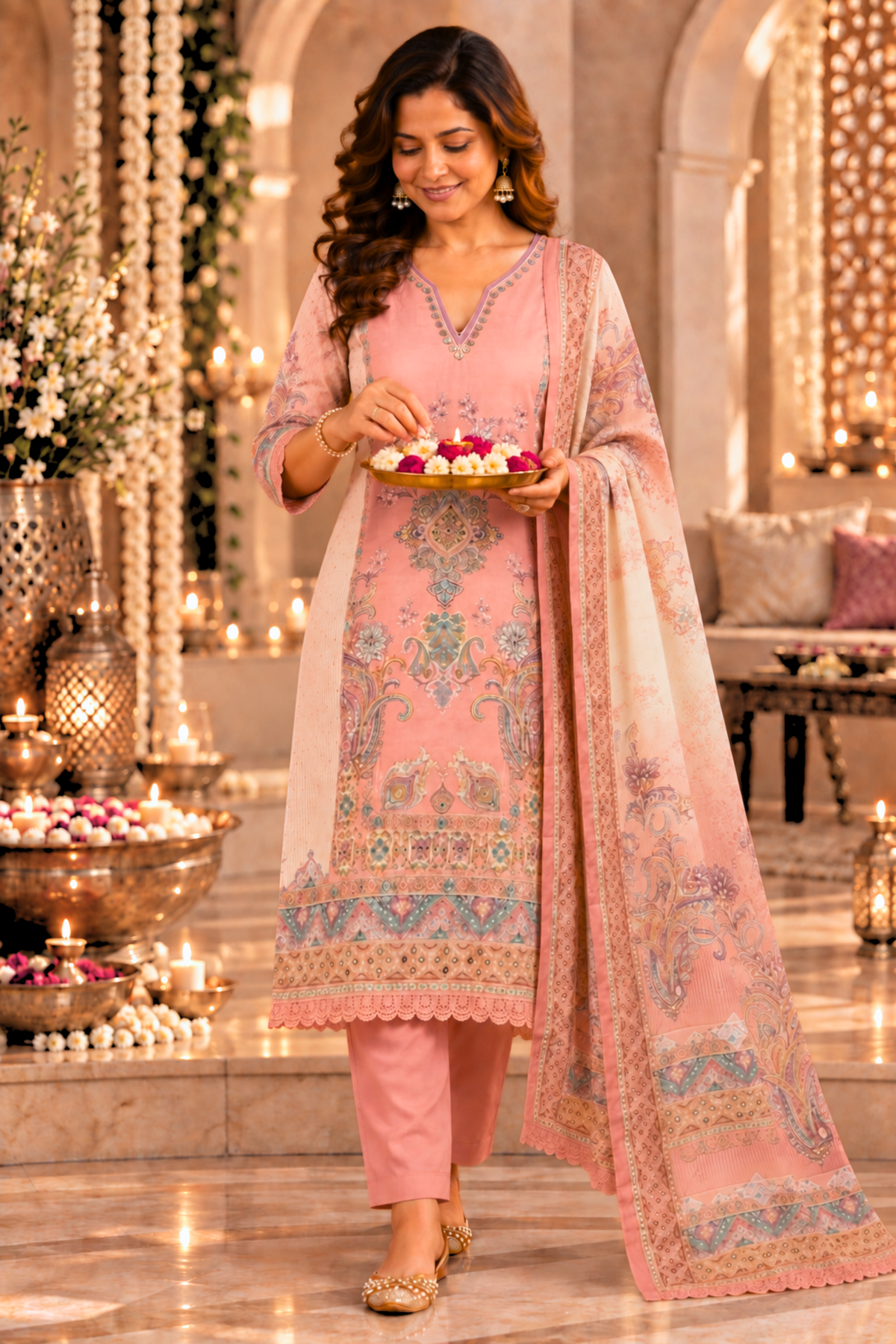 Gulrukh Karachi Muslin Suit with Mirror Work