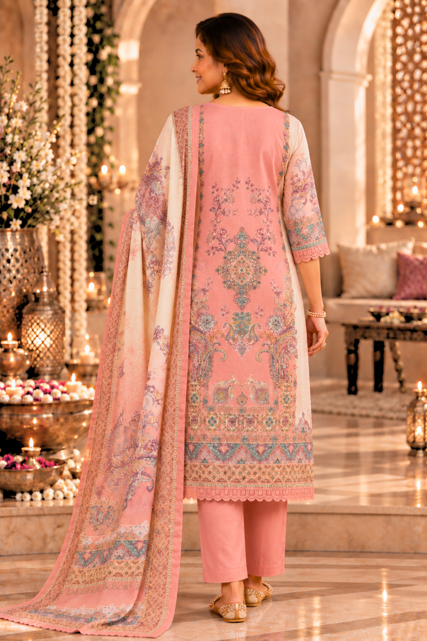 Gulrukh Karachi Muslin Suit with Mirror Work
