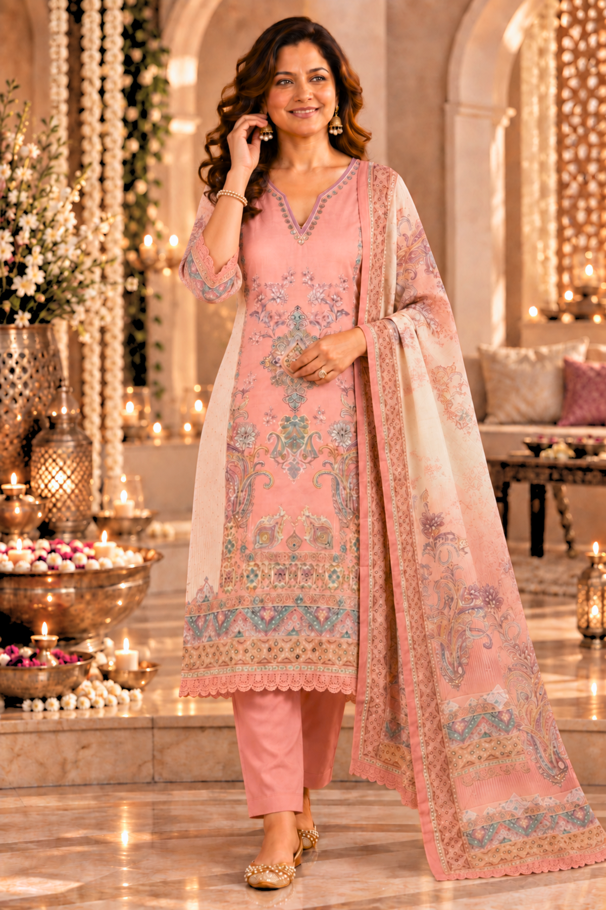 Gulrukh Karachi Muslin Suit with Mirror Work
