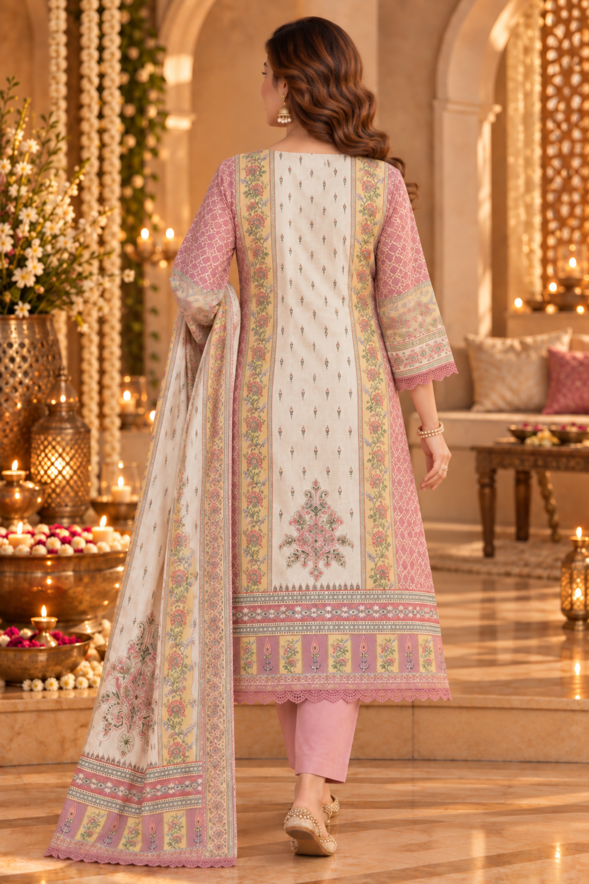 Gulzar Karachi Muslin Suit with Mirror Work