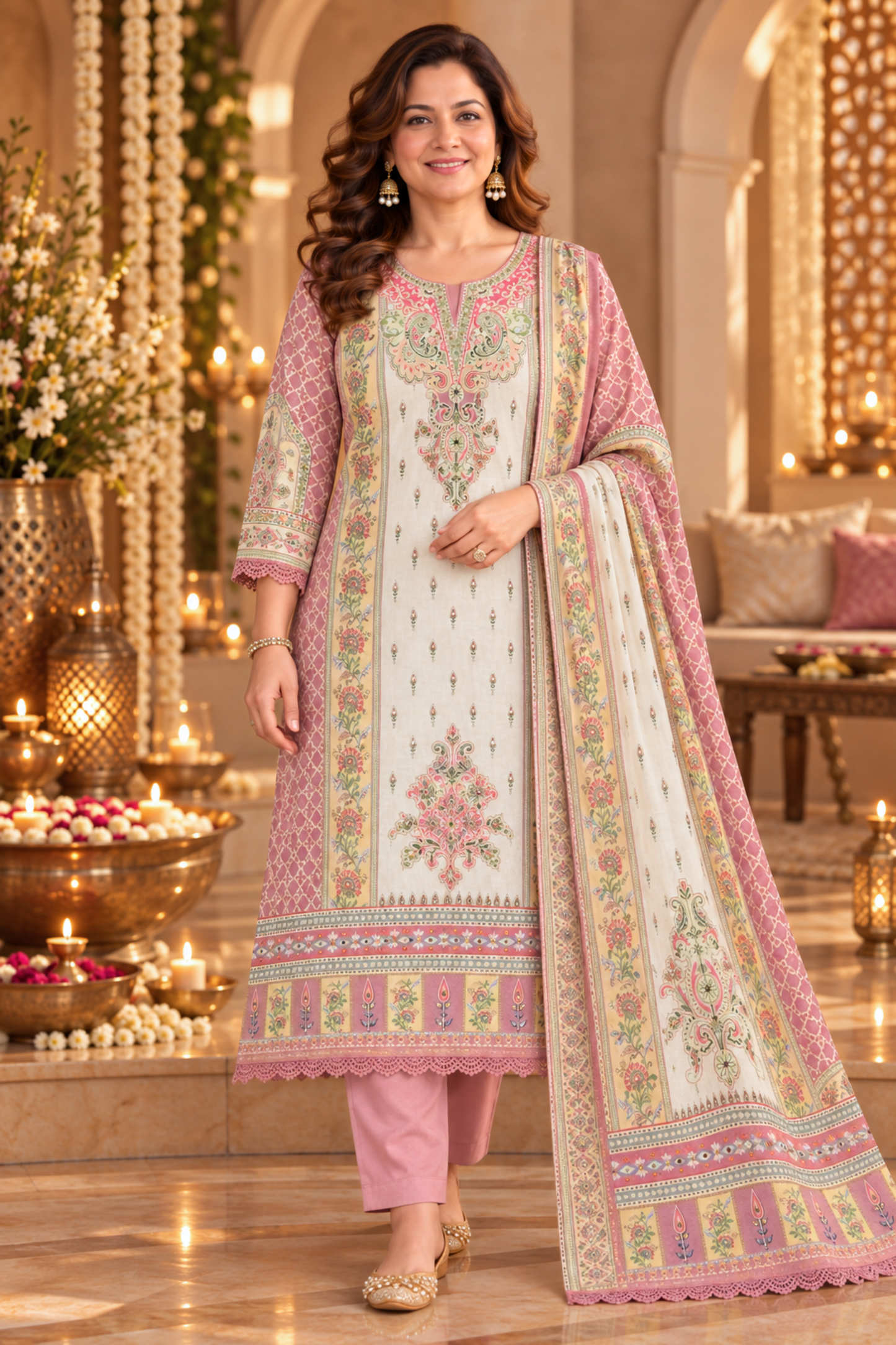 Gulzar Karachi Muslin Suit with Mirror Work