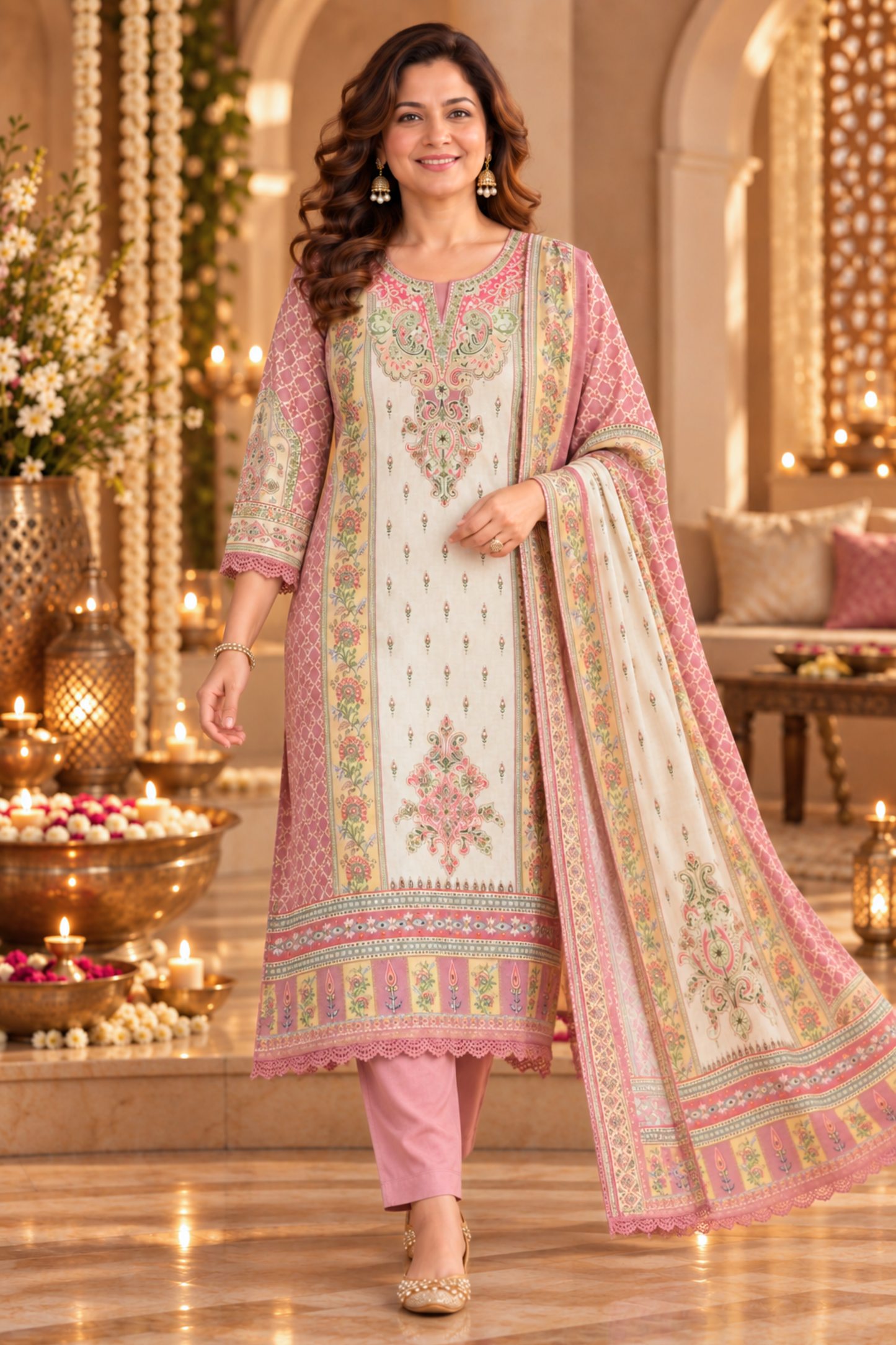 Gulzar Karachi Muslin Suit with Mirror Work