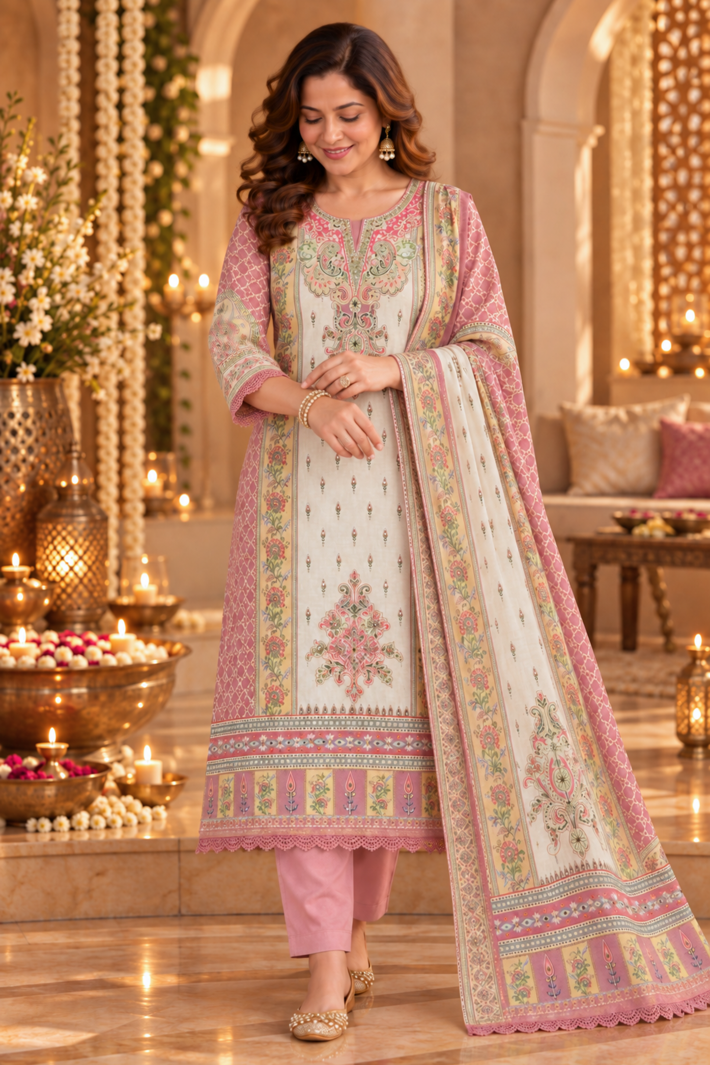 Gulzar Karachi Muslin Suit with Mirror Work