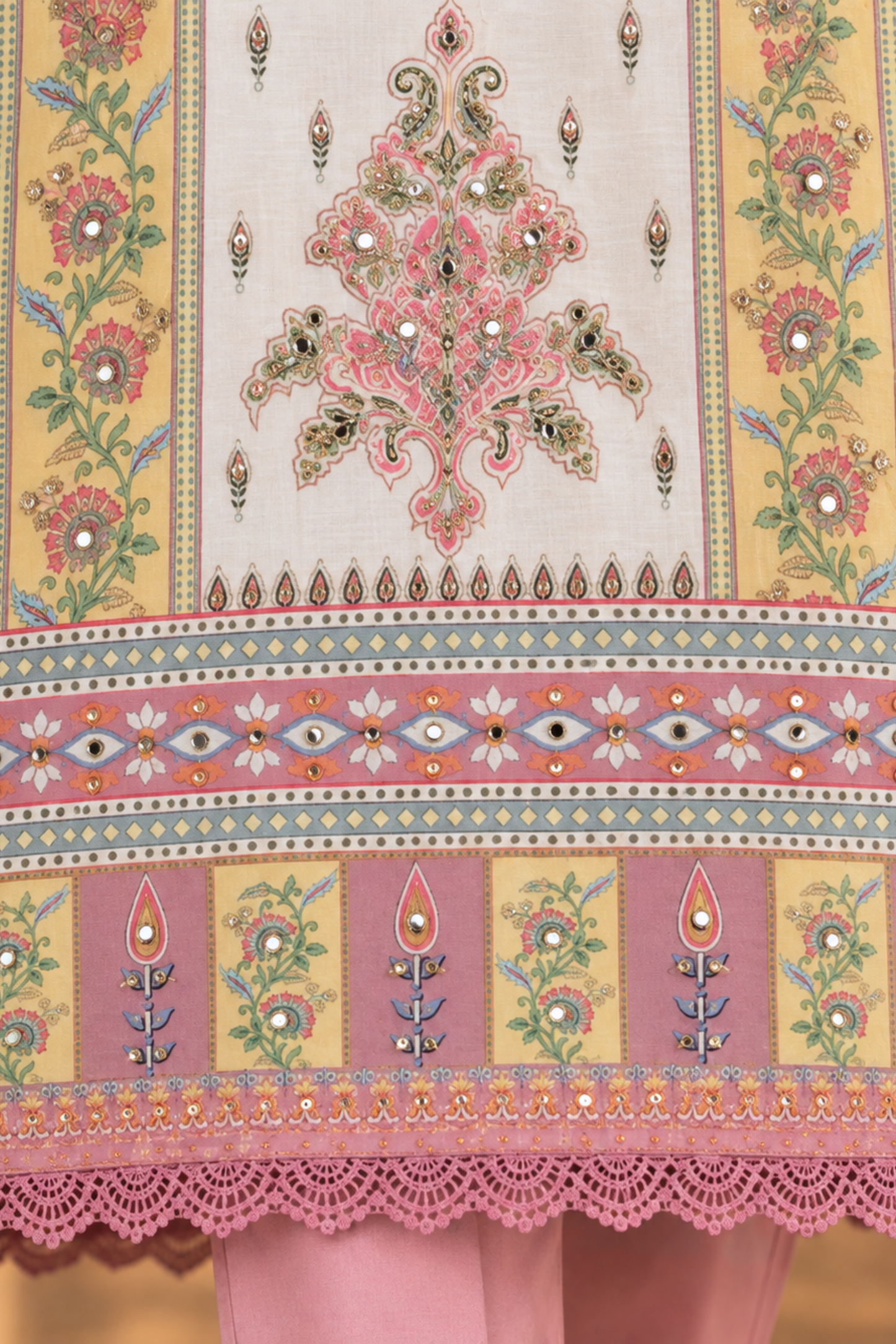 Gulzar Karachi Muslin Suit with Mirror Work