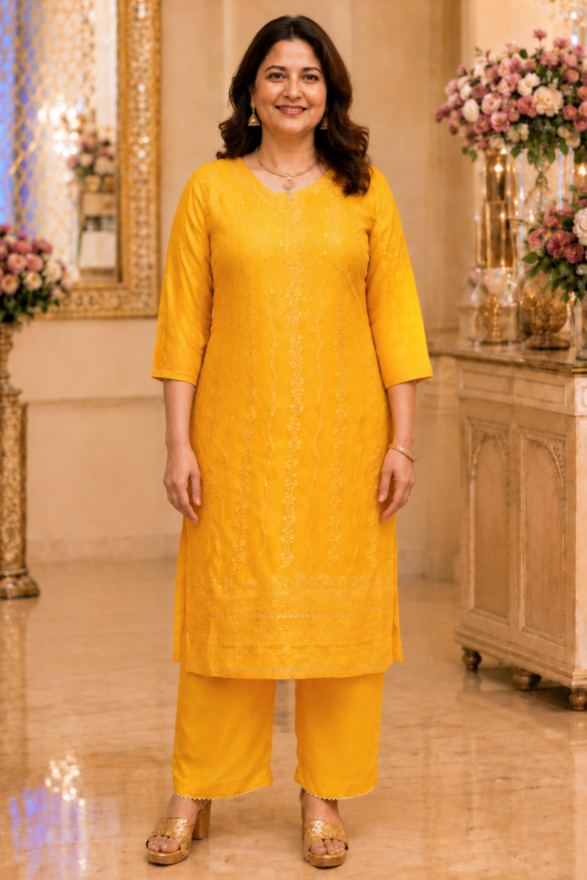 Haldi Yellow Sequined Fancy Suit