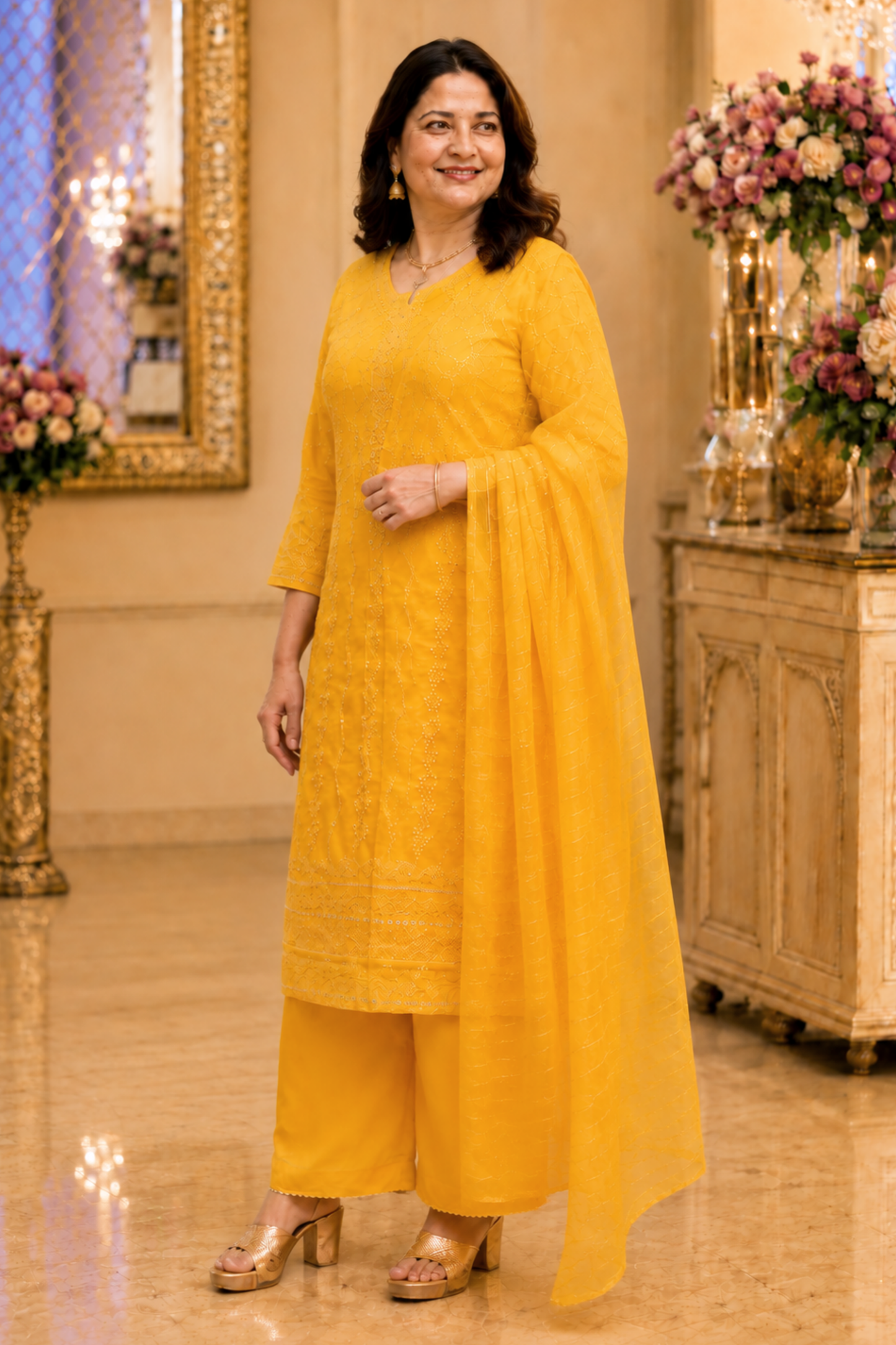 Haldi Yellow Sequined Fancy Suit
