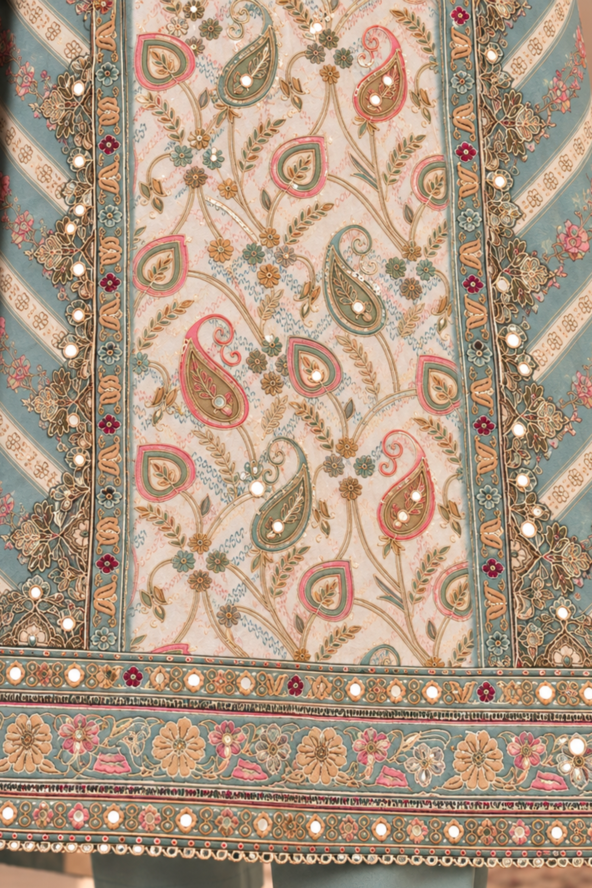 Shehnaz Karachi Muslin Suit With Aari Work