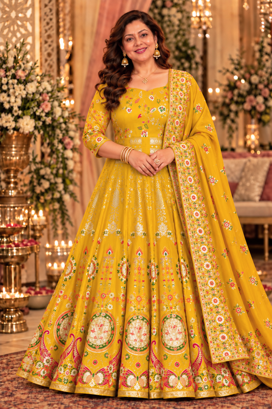 Harshika Jacquard Silk Anarkali Dress