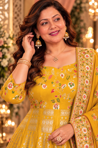 Harshika Jacquard Silk Anarkali Dress