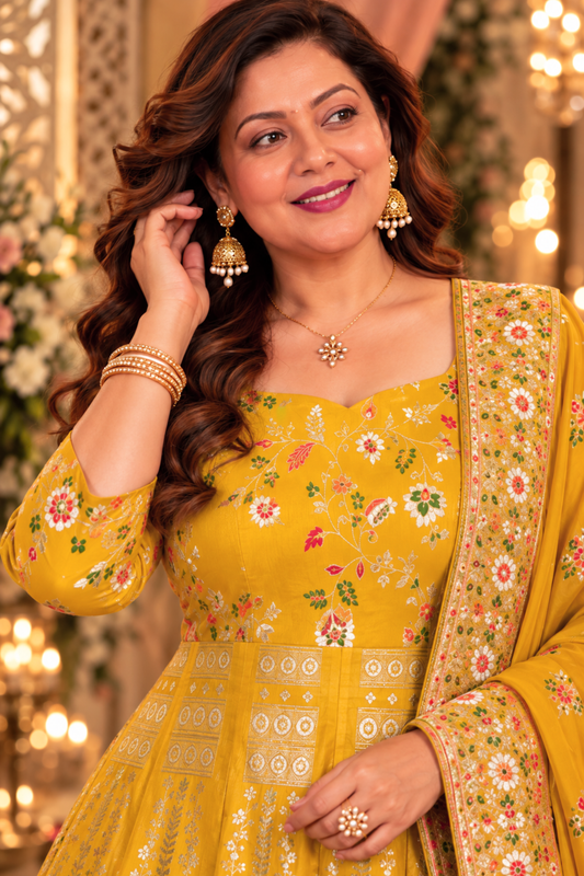 Harshika Jacquard Silk Anarkali Dress