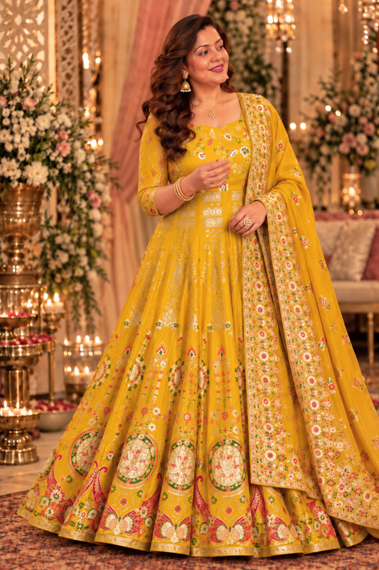 Harshika Jacquard Silk Anarkali Dress