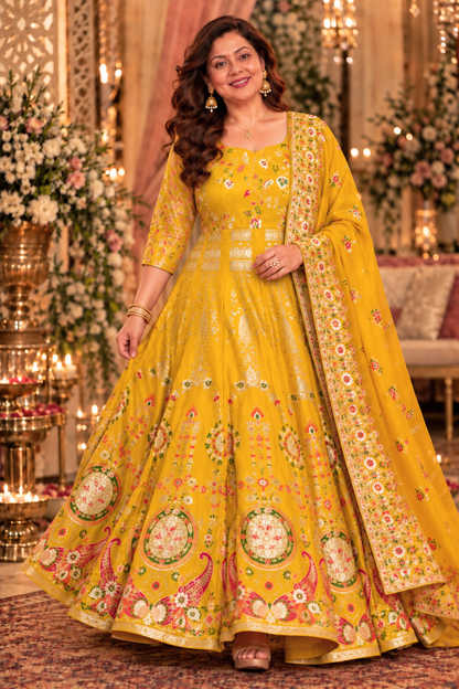 Harshika Jacquard Silk Anarkali Dress