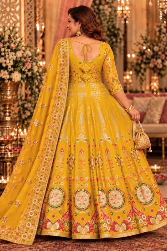 Harshika Jacquard Silk Anarkali Dress