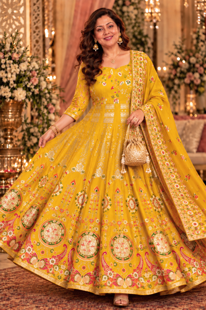 Harshika Jacquard Silk Anarkali Dress