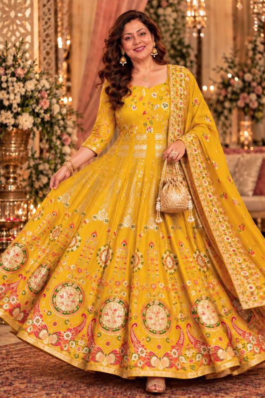 Harshika Jacquard Silk Anarkali Dress