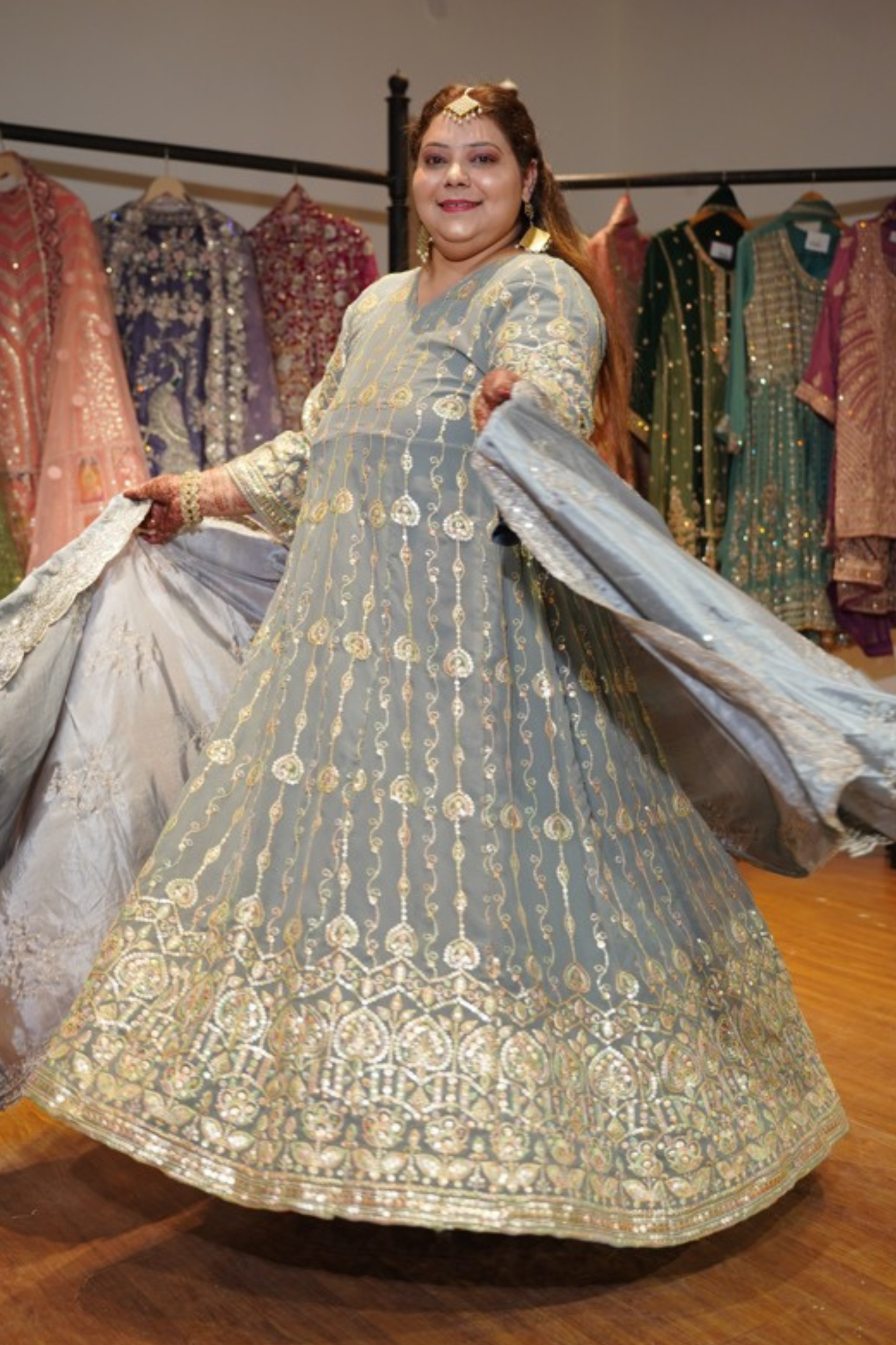 Opaline Mirage Embroidered Dress With Dupatta