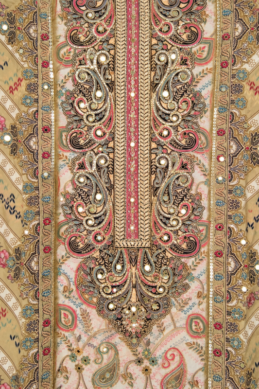Heena Karachi Muslin Suit With Aari Work
