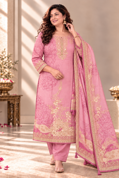Heer Karachi Muslin Suit With Aari Work