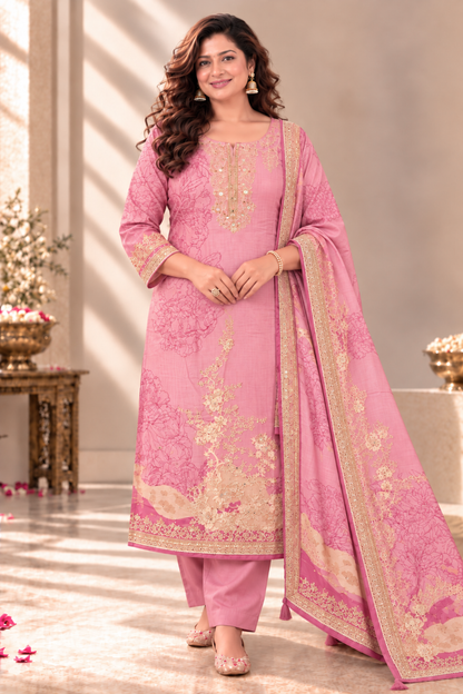 Heer Karachi Muslin Suit With Aari Work
