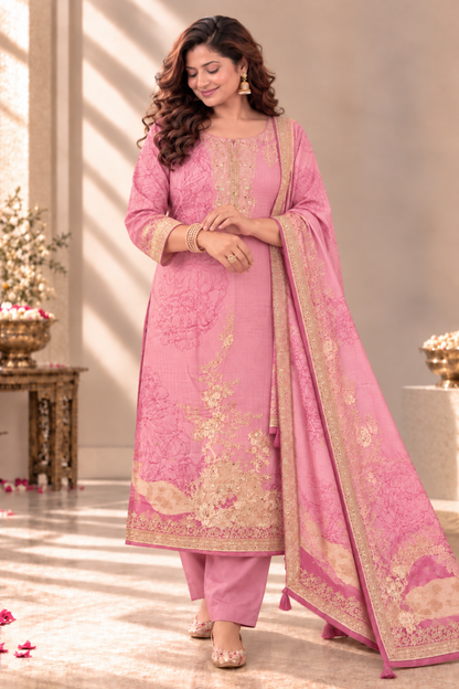 Heer Karachi Muslin Suit With Aari Work