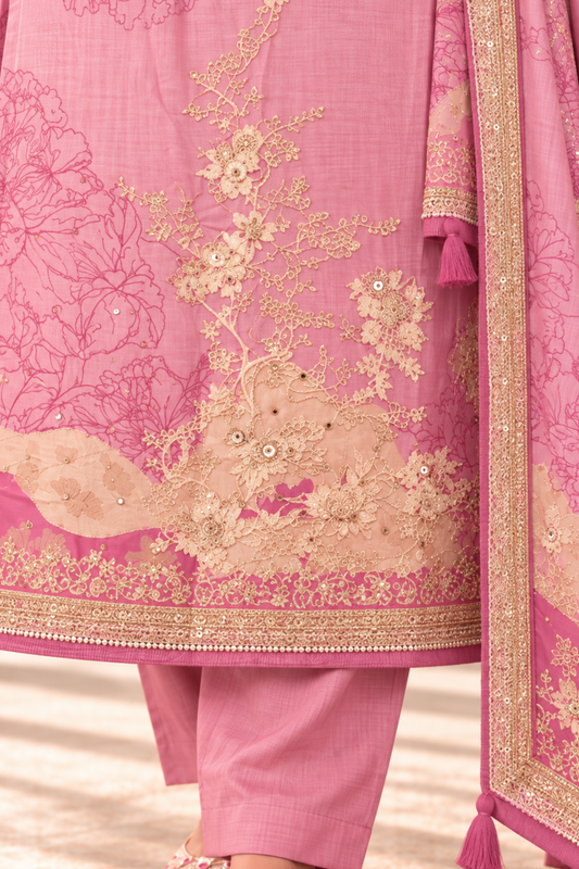 Heer Karachi Muslin Suit With Aari Work