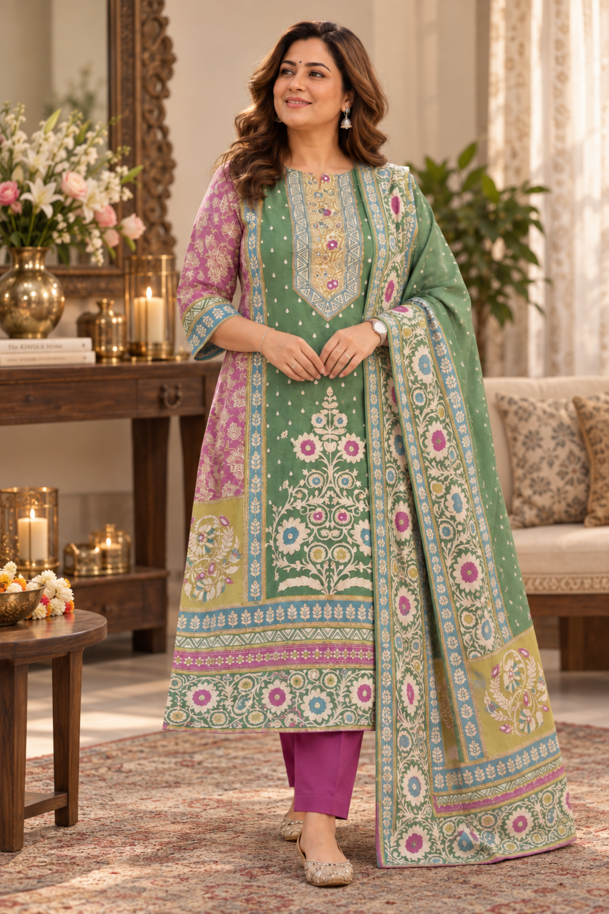 Hina Karachi Muslin Suit with Aari Work