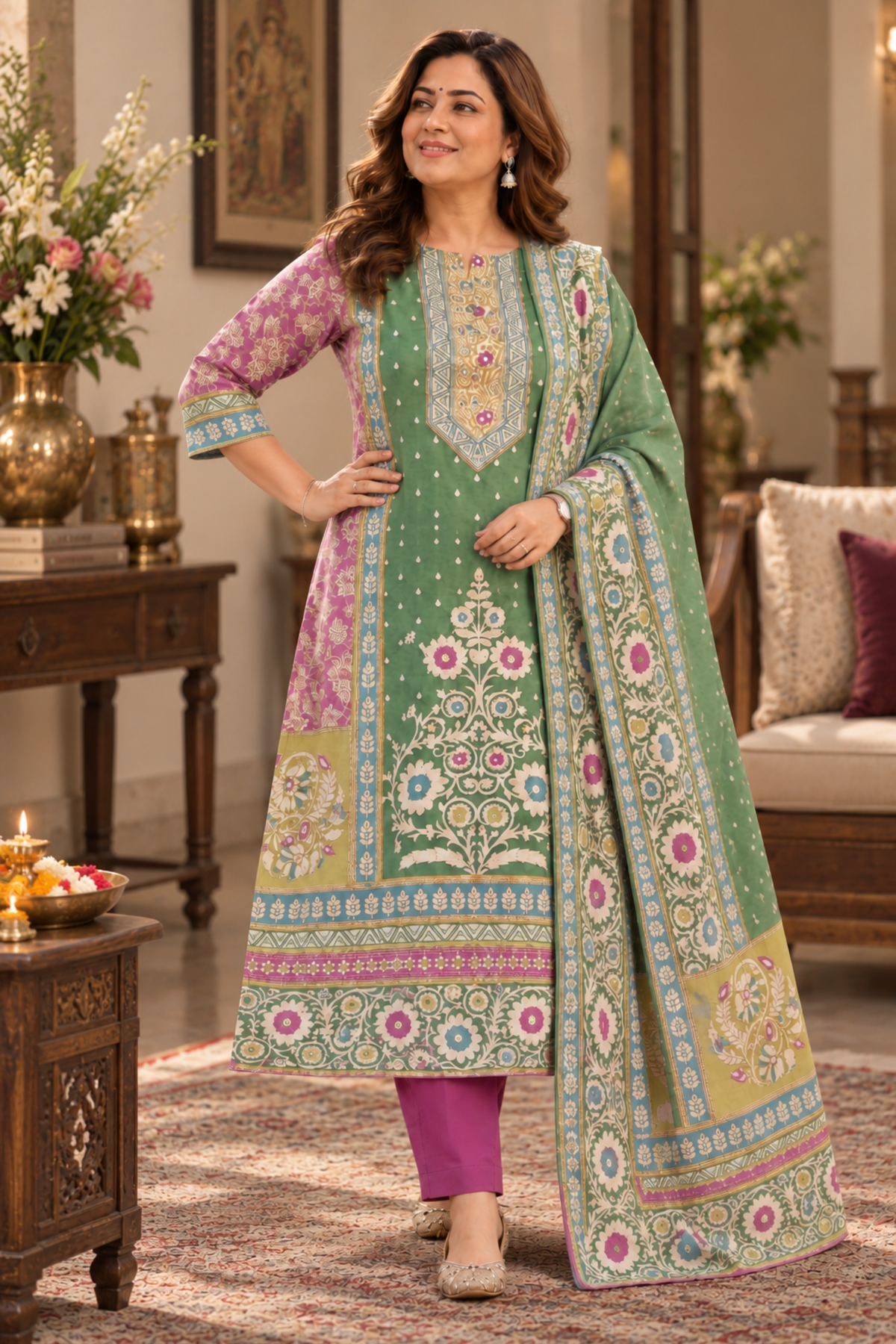 Hina Karachi Muslin Suit with Aari Work